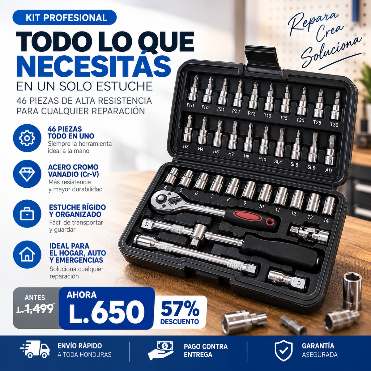 ProTool 46-Max™ – Kit Profesional 46 Piezas