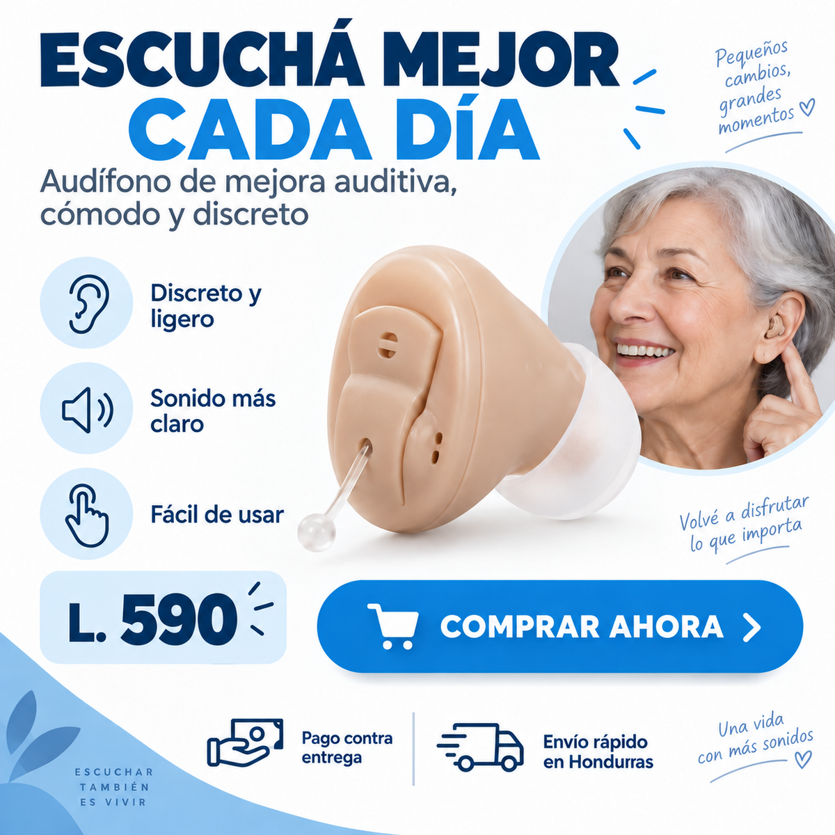 ClearHear™ Audífono de Mejora Auditiva