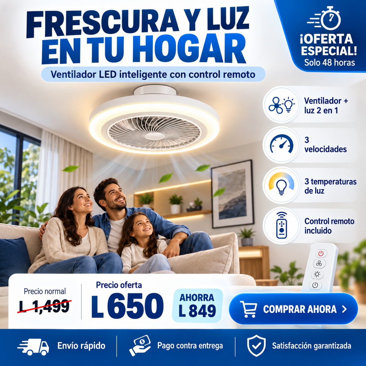 CoolLight Pro™ – Ventilador LED 2 en 1